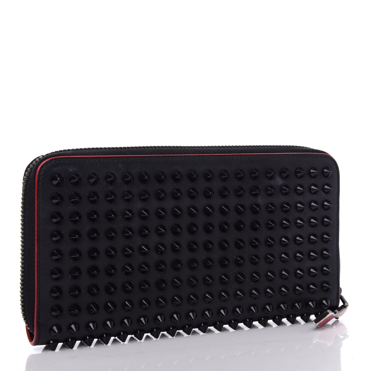 Calfskin Panettone Spiked Zip Around Wallet Black