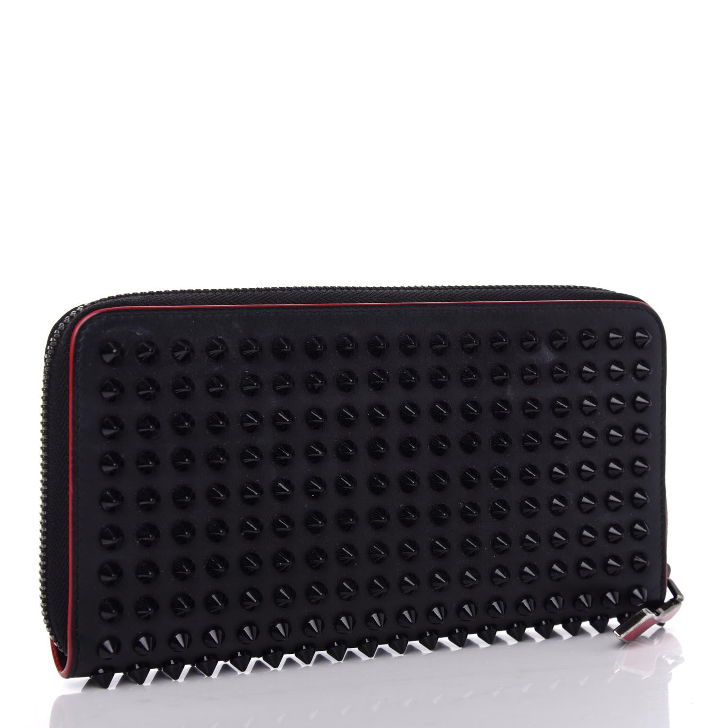 Christian Louboutin Calfskin Panettone Spiked Zip Around Wallet Black 3 of 7