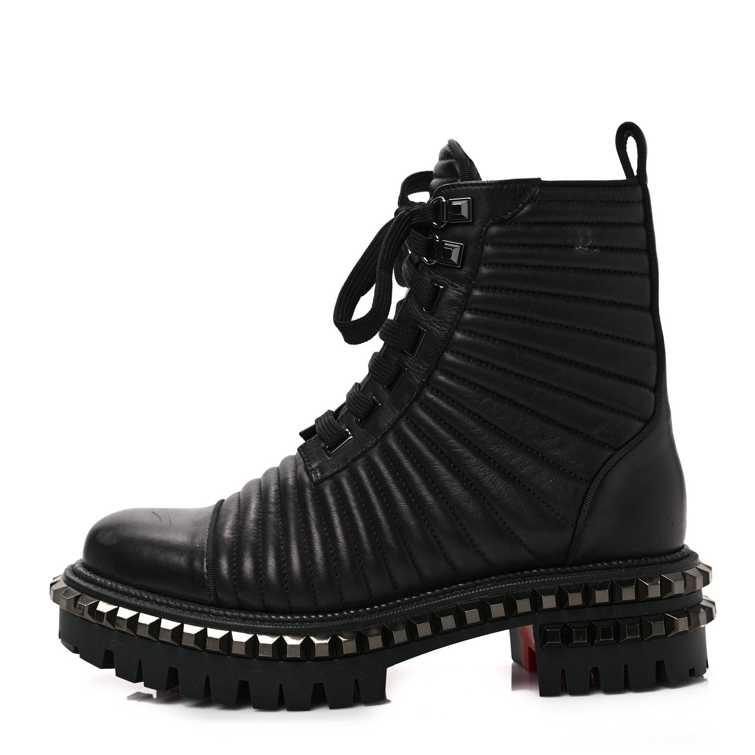 Christian Louboutin Calfskin Quilted Yetota Combat Boots 38 Black 1 of 6