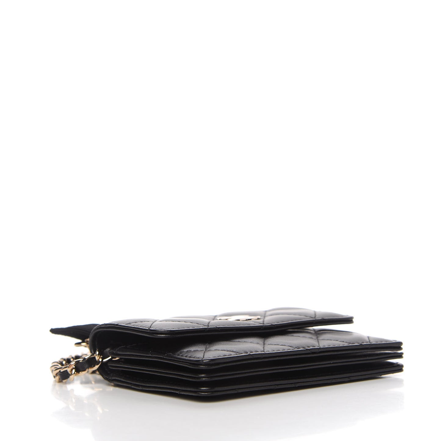 Lambskin Quilted My Chanel Lady Card Holder On Chain Black