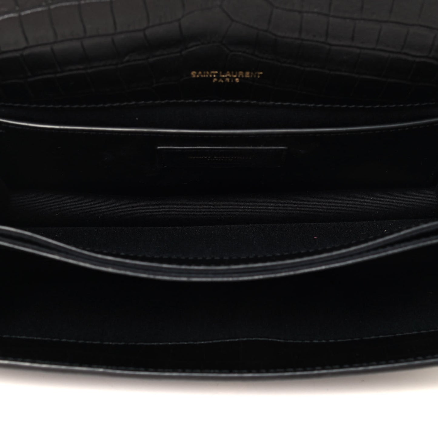 Calfskin Crocodile Embossed Monogram Medium Sunset Black