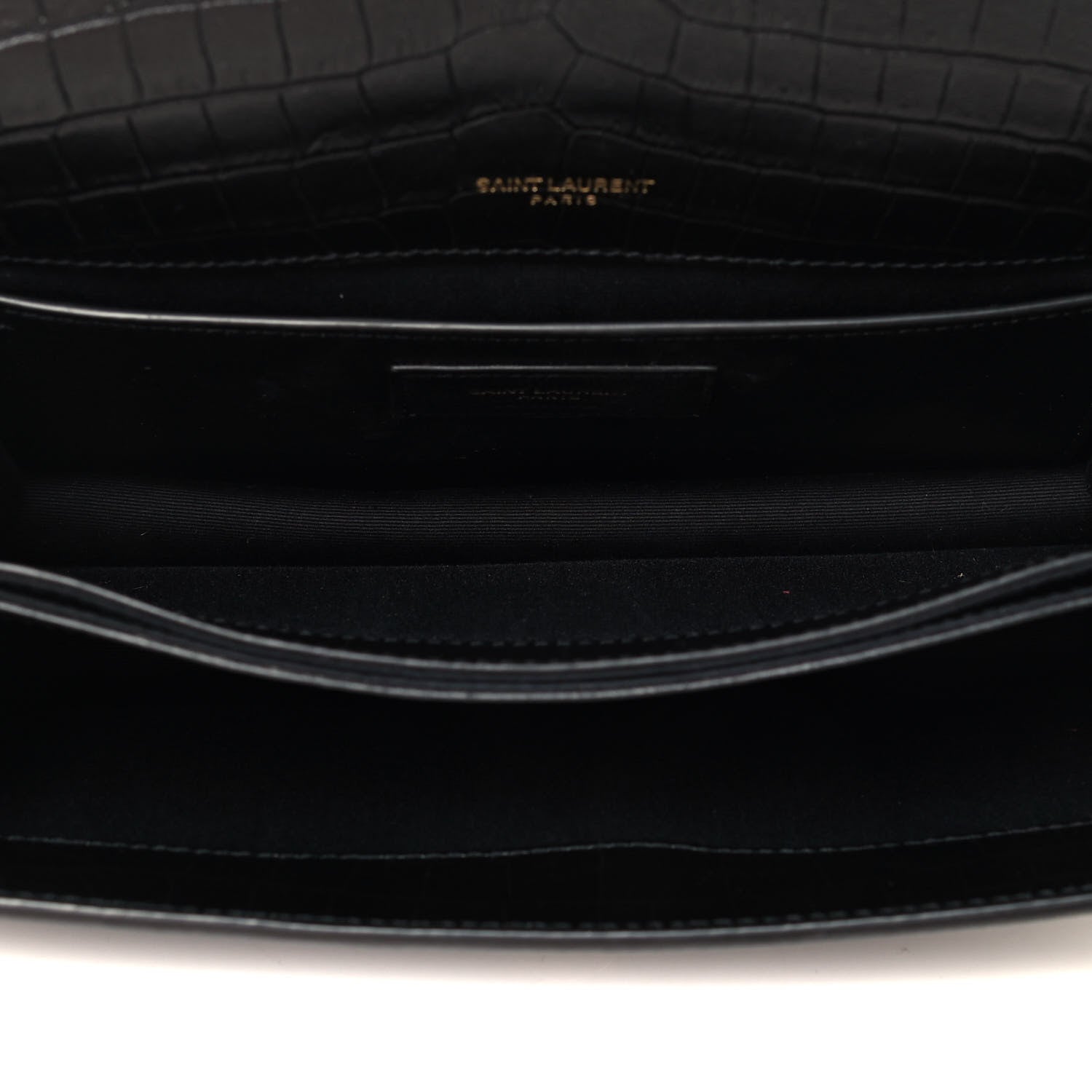 Saint Laurent Calfskin Crocodile Embossed Monogram Medium Sunset Black 4 of 4
