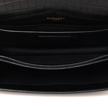 Saint Laurent Calfskin Crocodile Embossed Monogram Medium Sunset Black 4 of 4