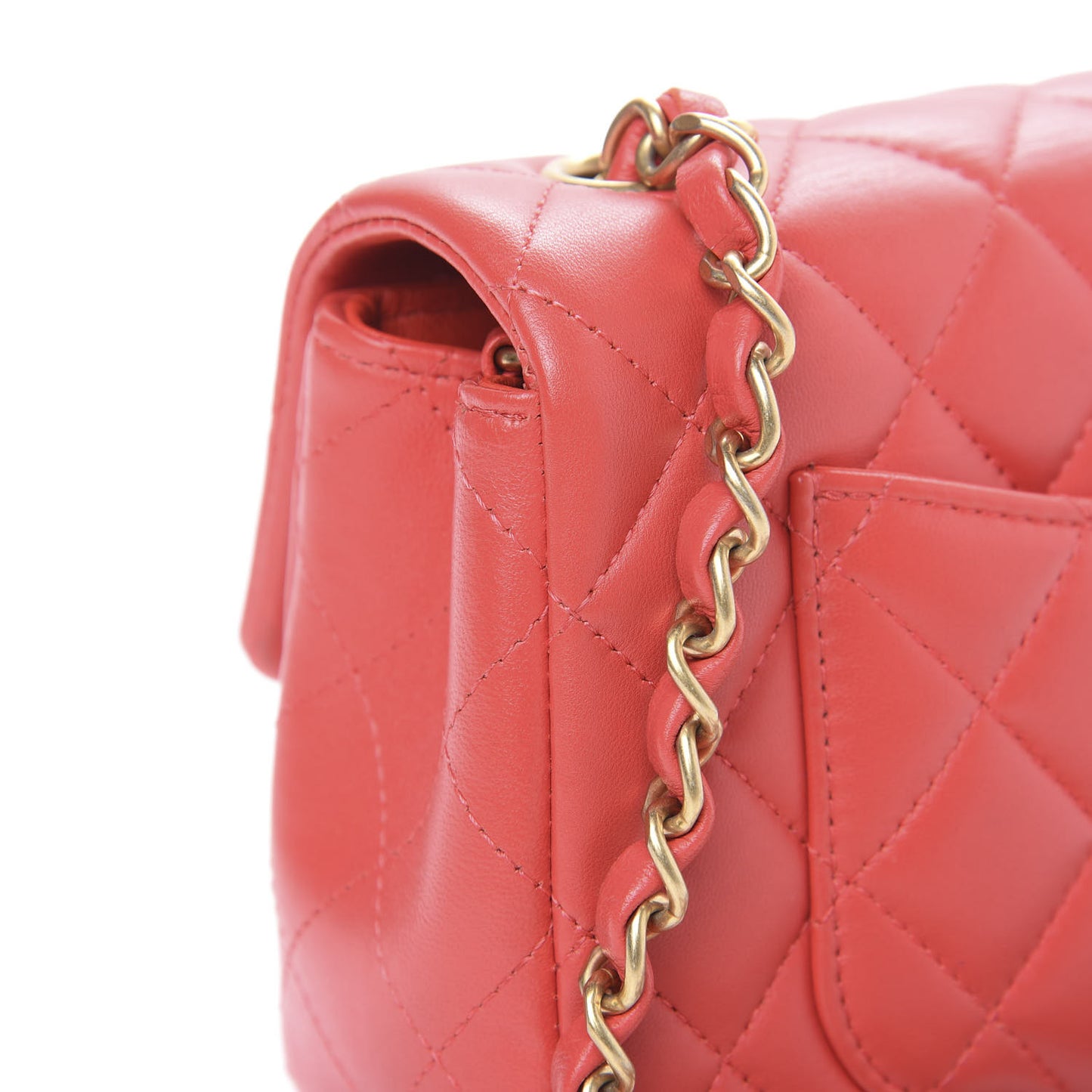 Lambskin Quilted Mini Rectangular Flap Red