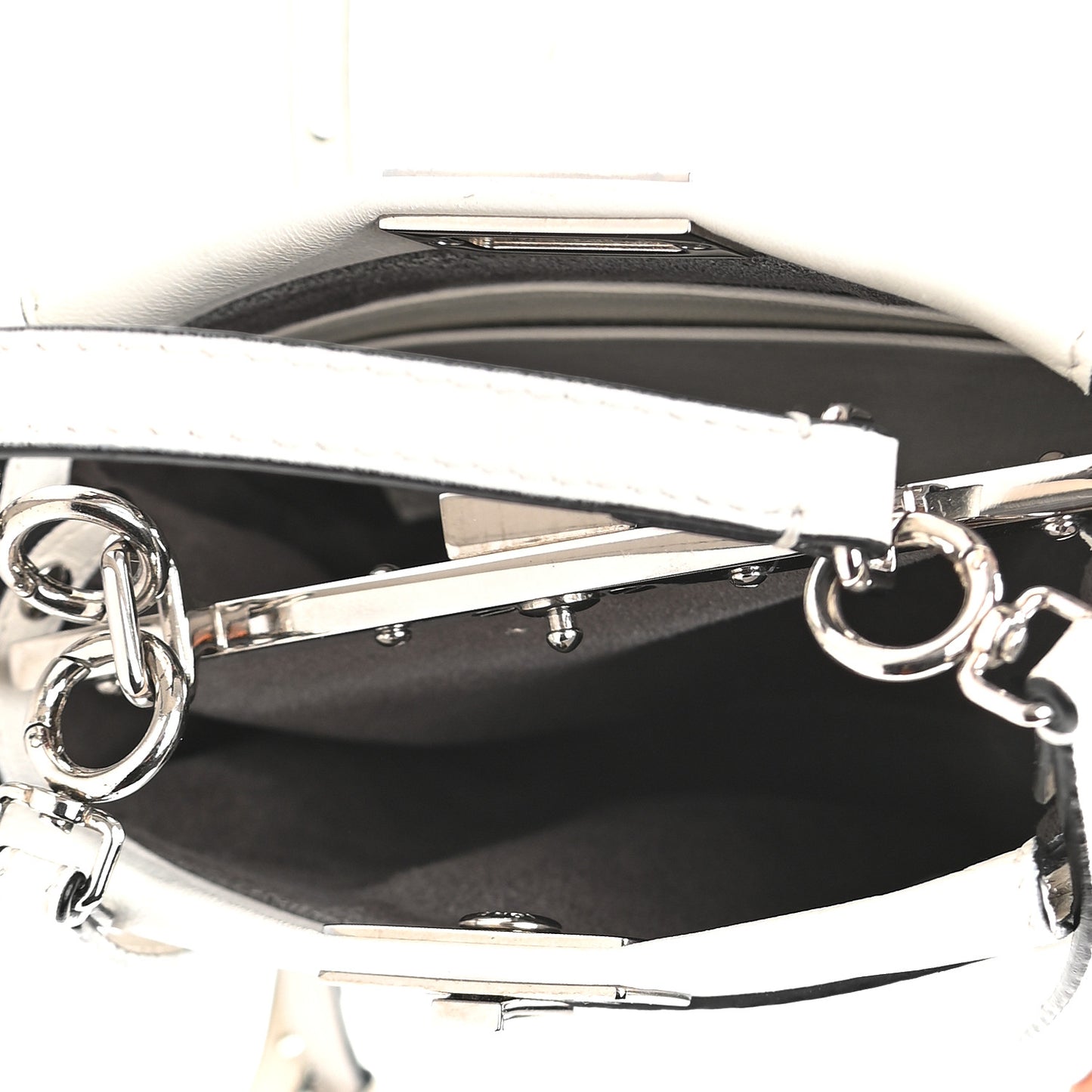 Shiny Nappa Micro Peekaboo Iconic Satchel White