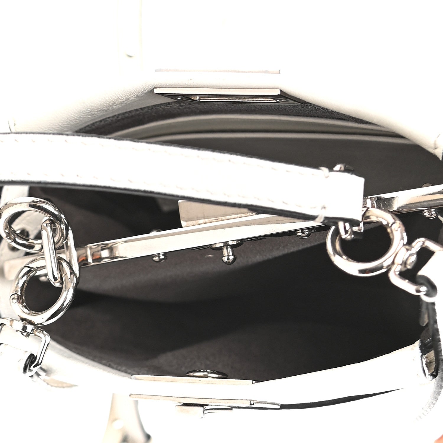 Fendi Shiny Nappa Micro Peekaboo Iconic Satchel White 5 of 11