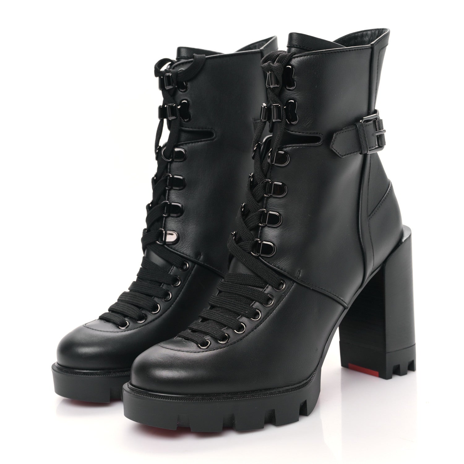 Christian Louboutin Calfskin Macademia 100 Biker Platform Boots 39.5 Black 3 of 8