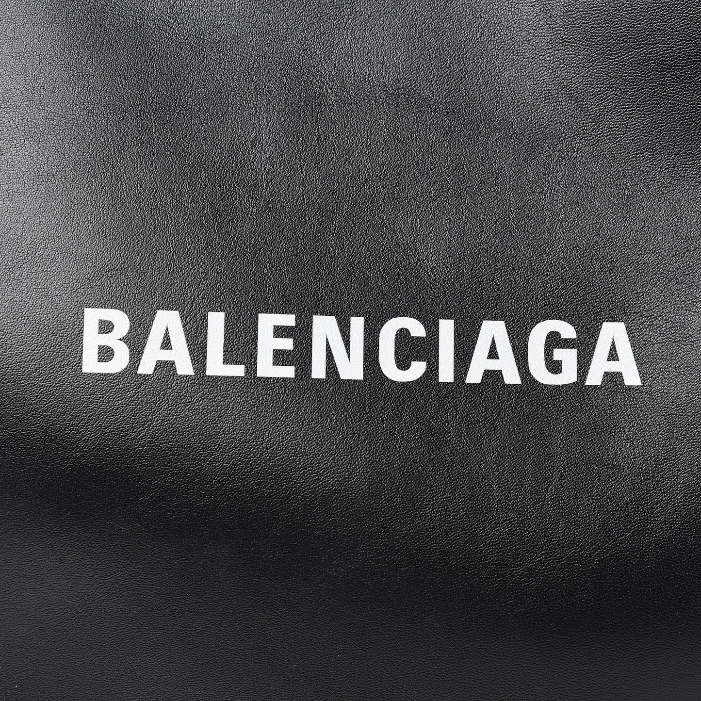 Calfskin Printed Logo Small Market Shopper Tote Black