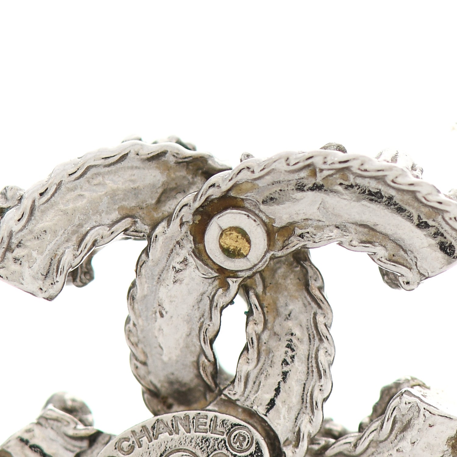 Chanel Crystal CC Twisted Earrings Silver 5 of 5