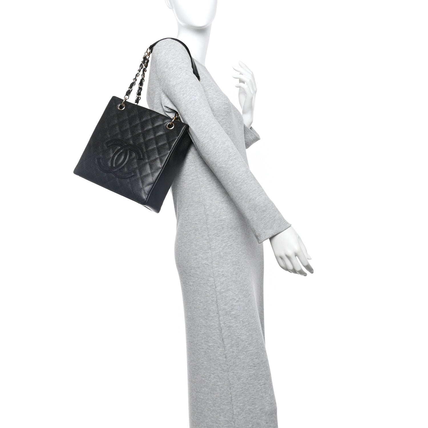Chanel Caviar Quilted Petit Shopping Tote PST Black 2 of 10