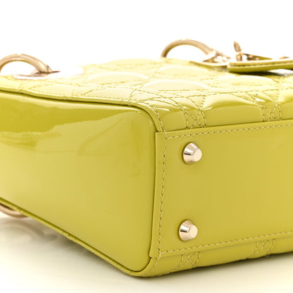 Christian Dior Patent Cannage Mini Lady Dior Lime Yellow 8 of 12