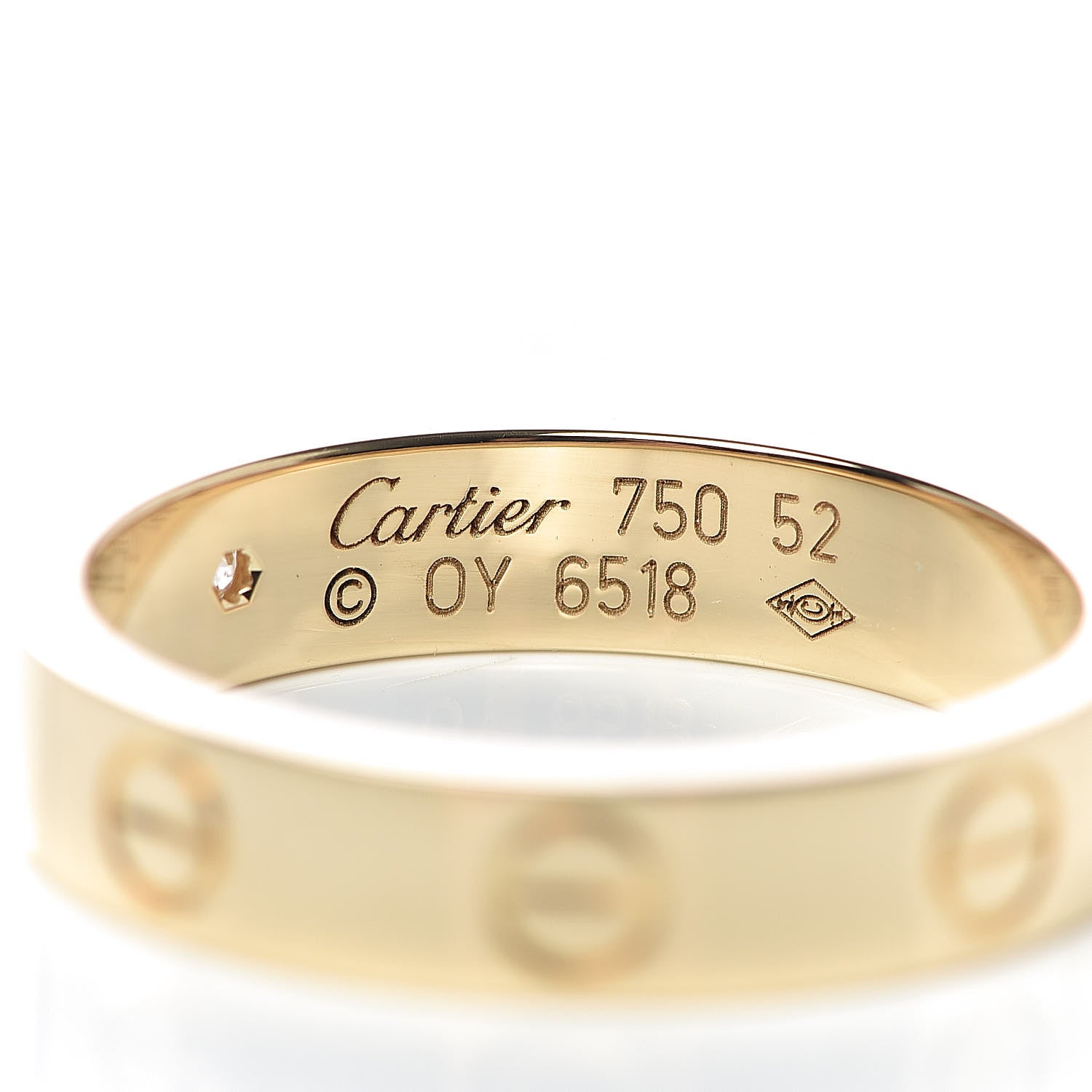 Cartier 18K Yellow Gold Diamond 4mm LOVE Wedding Band Ring 52 6 4 of 5