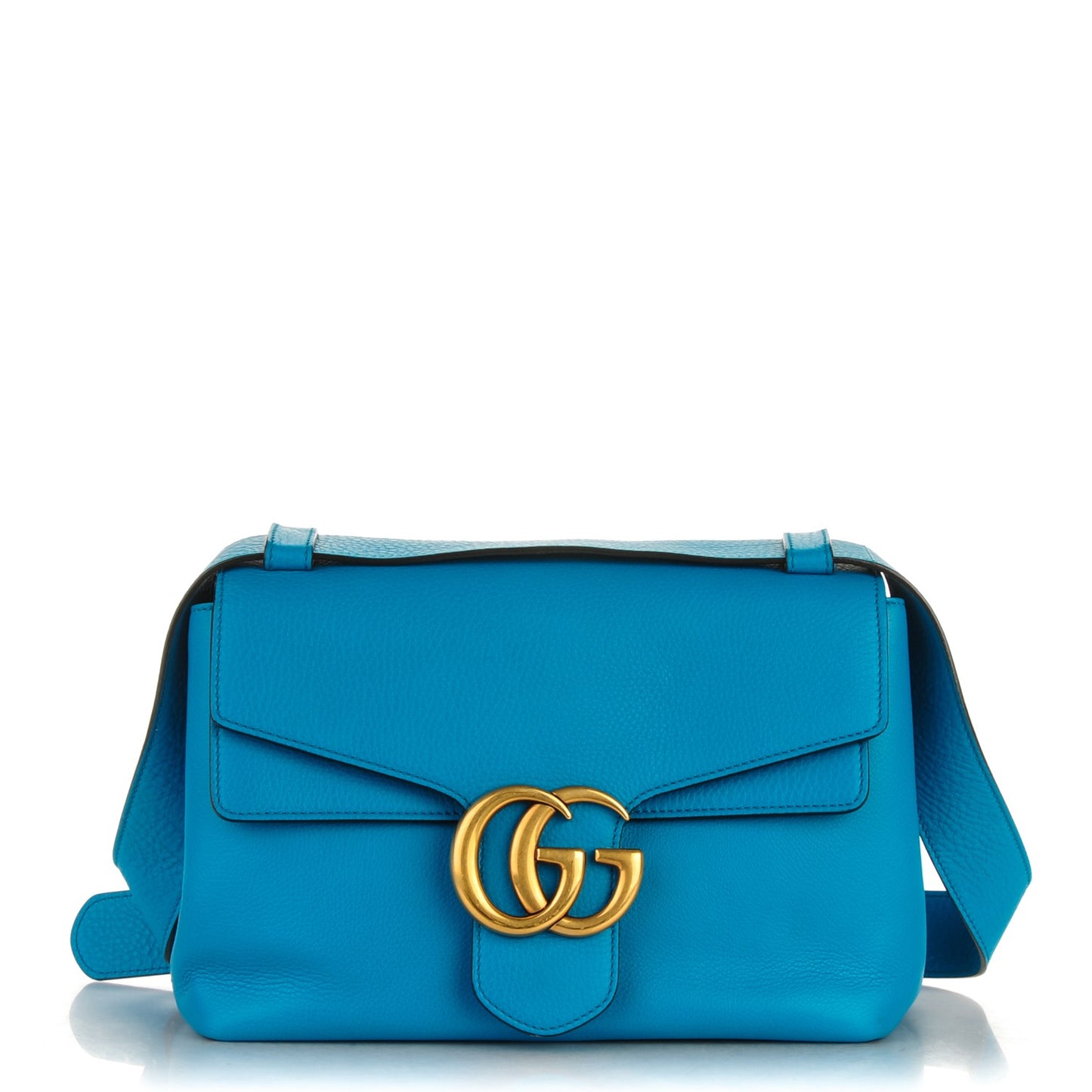Calfskin GG Marmont Shoulder Bag Turquoise