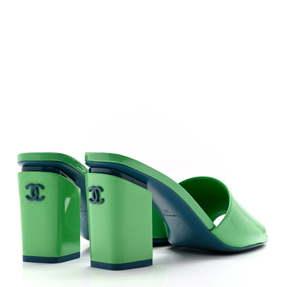Chanel Patent CC Mules 37 Green Turquoise 4 of 9