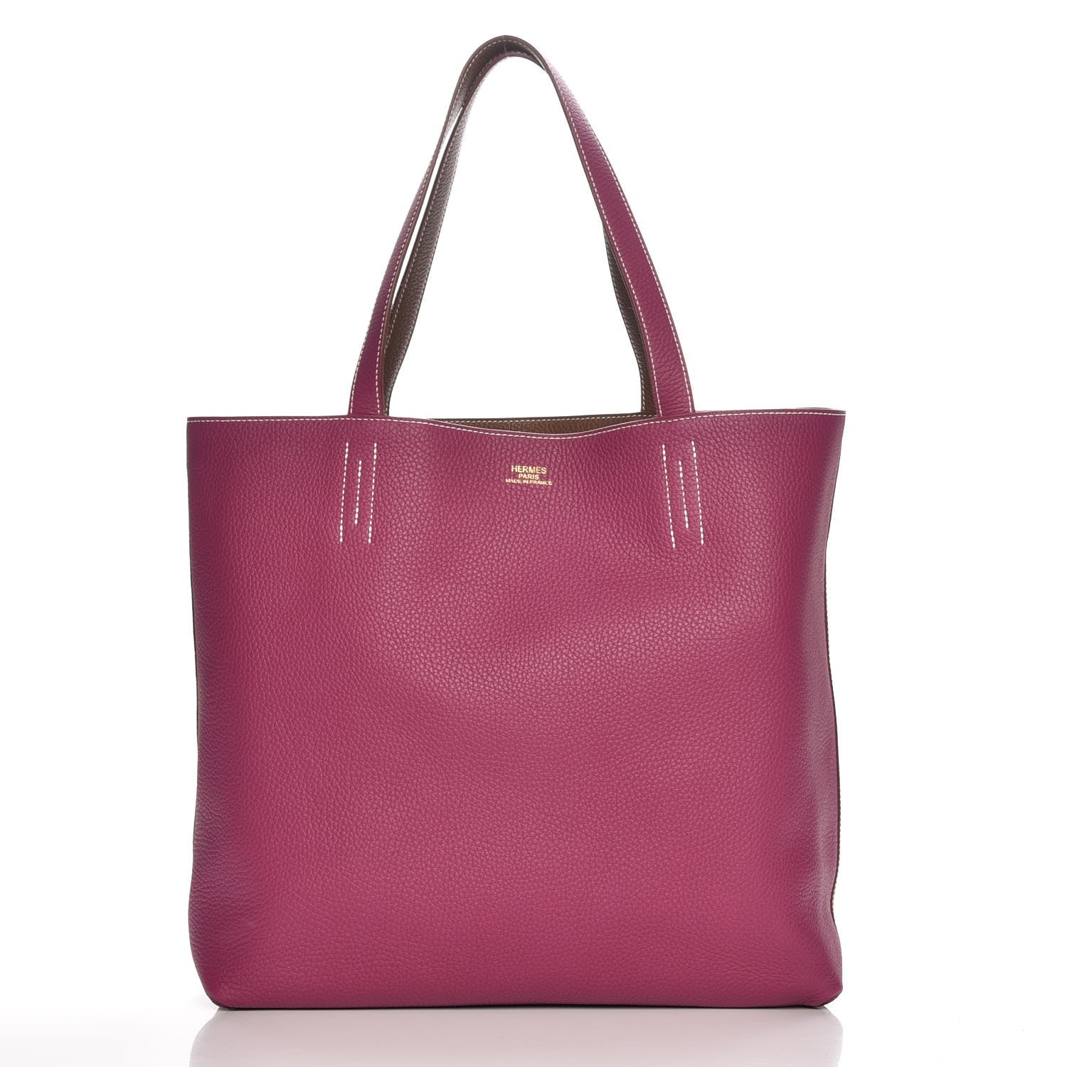 Hermes Taurillon Clemence Double Sens 45 Reversible Tote Marron D'Inde Tosca 5 of 9