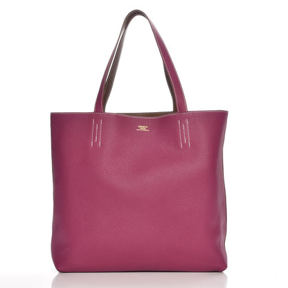 Hermes Taurillon Clemence Double Sens 45 Reversible Tote Marron D'Inde Tosca 5 of 9