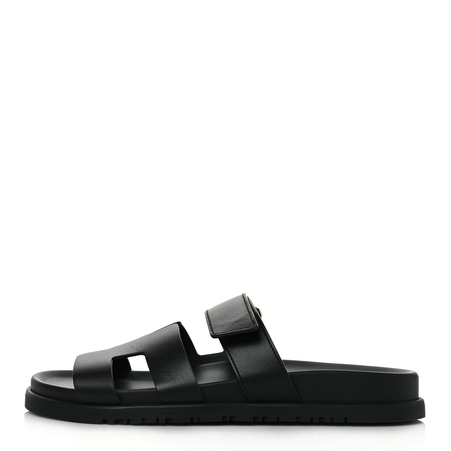 Hermes Calfskin Womens Chypre Sandals 38 Black 1 of 9