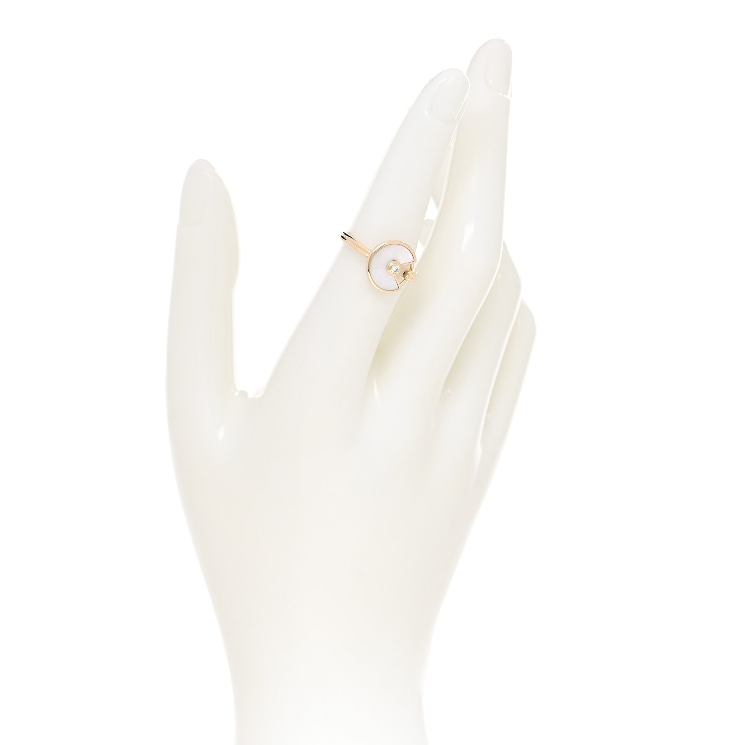 Cartier 18K Yellow Gold Diamond Mother of Pearl Amulette de Cartier Ring 50 5.25 2 of 4