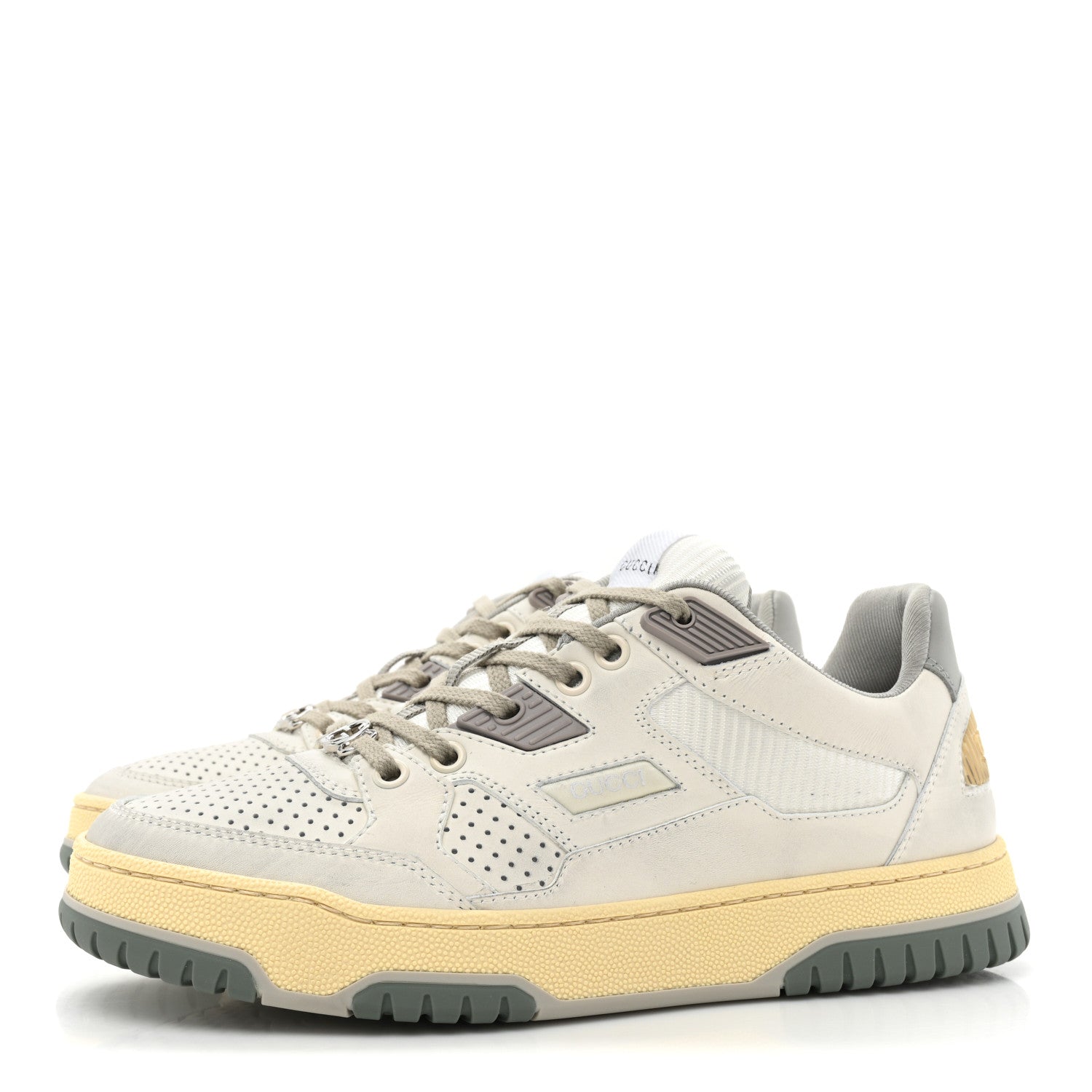 Gucci Calfskin Distressed Effect Womens Sneakers 37 Off White 3 of 9