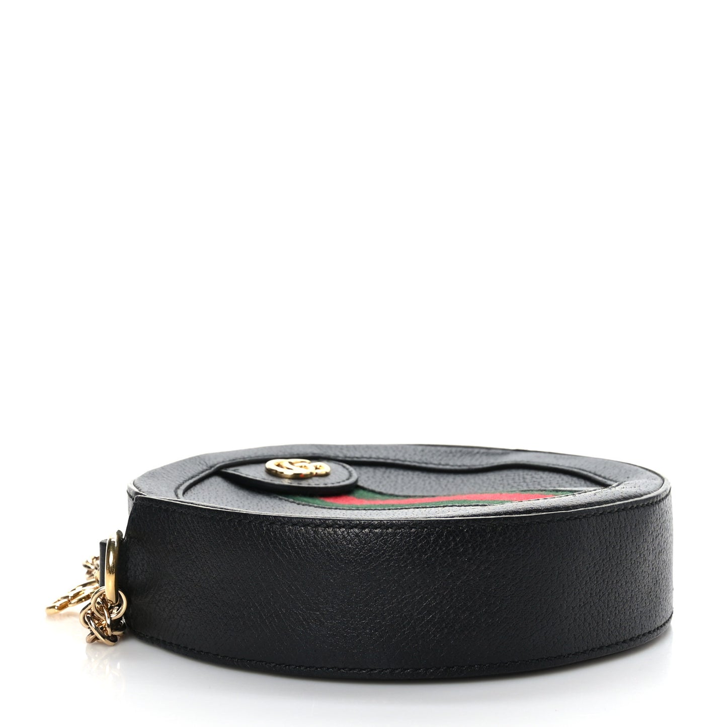 Grained Calfskin Web Mini Ophidia Round Shoulder Bag Black