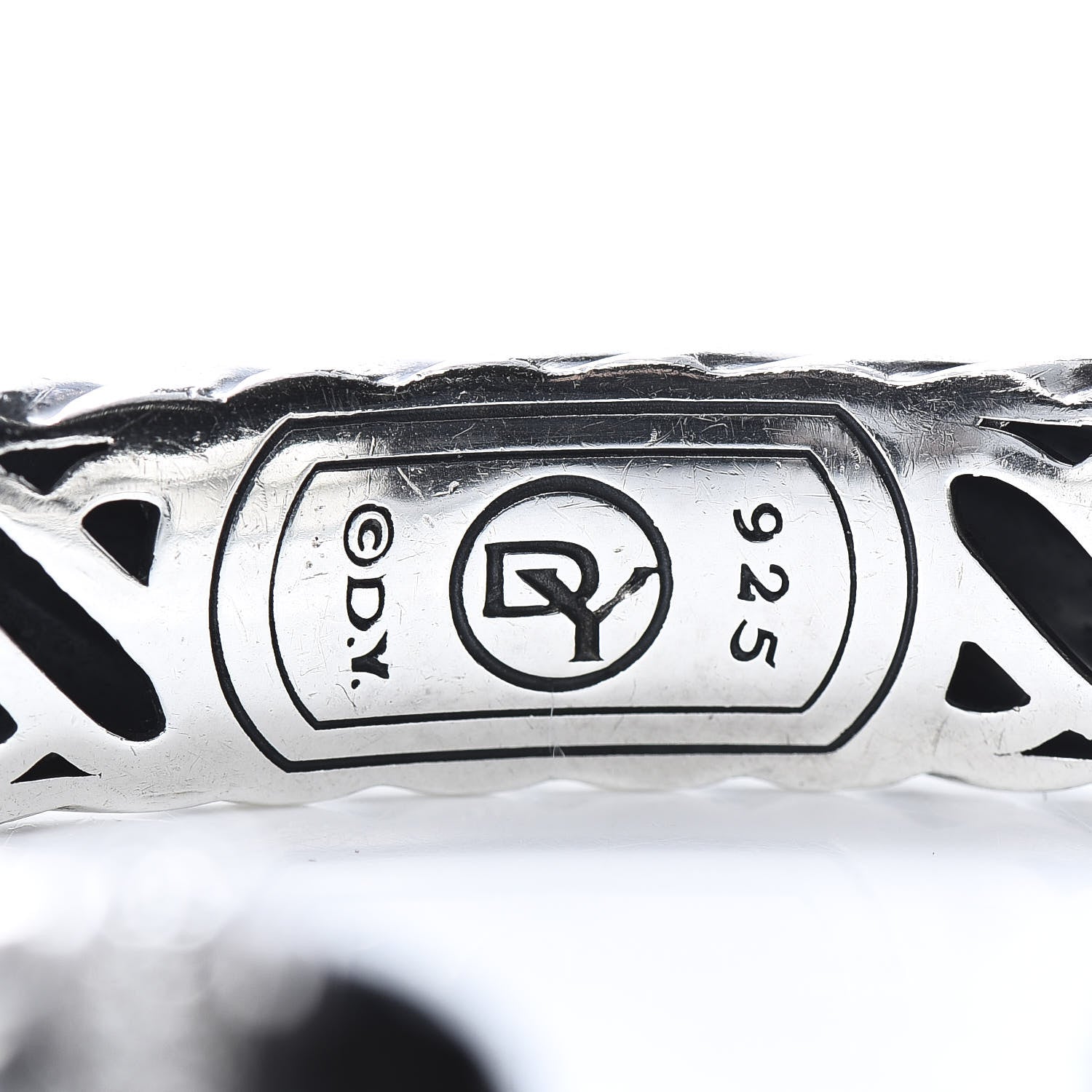 David Yurman Sterling Silver Diamond Black Onyx 10mm Waverly Bracelet 4 of 5