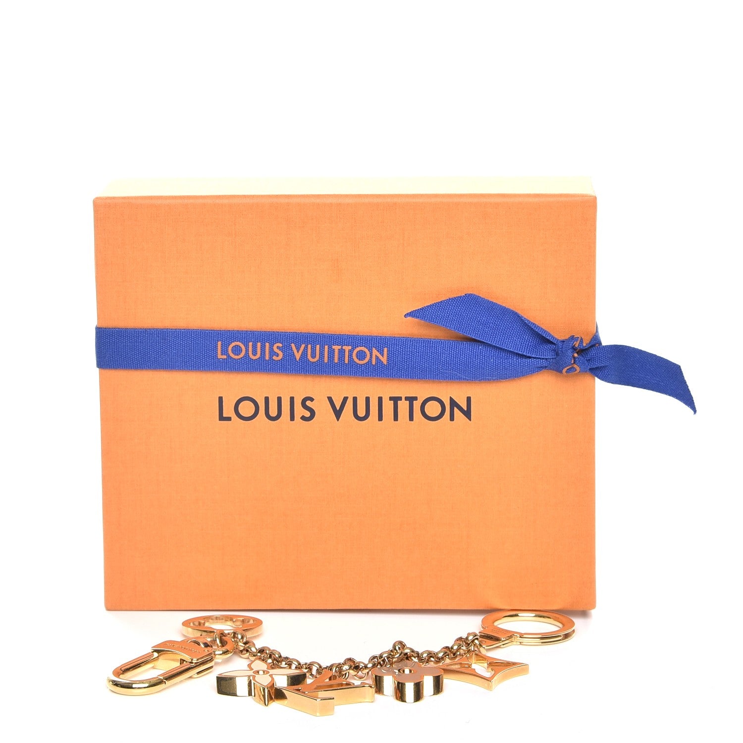 Louis Vuitton Brass Enamel Fleur De Monogram Bag Charm Chain Gold 6 of 6