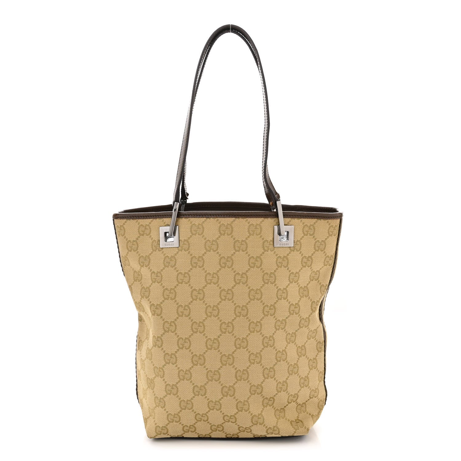 Gucci Monogram Small Bucket Tote Beige Dark Brown 1 of 14