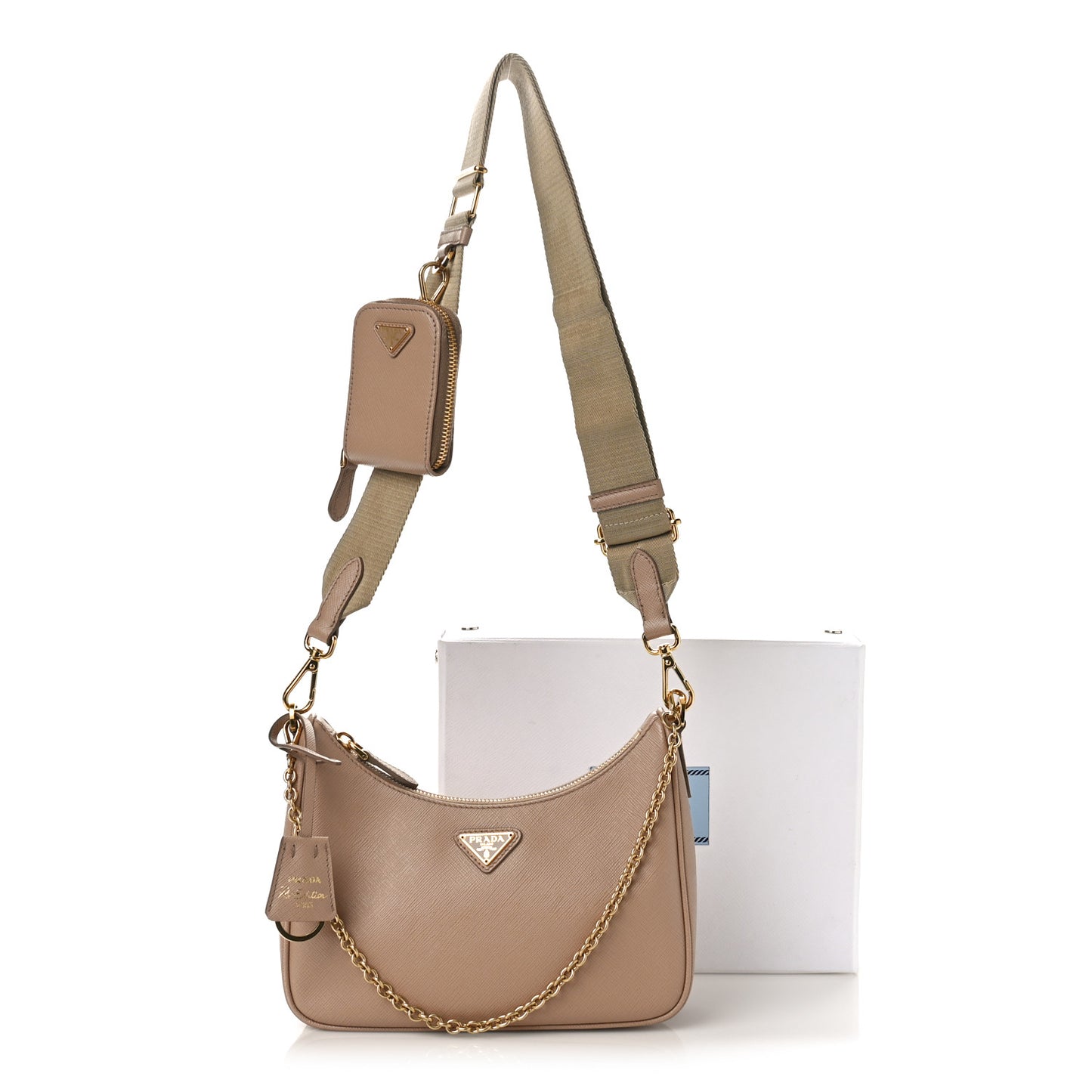 Saffiano Lux Re-Edition 2005 Shoulder Bag Cammeo