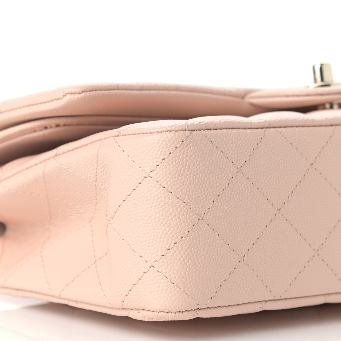 Caviar Quilted Medium Double Flap Light Beige