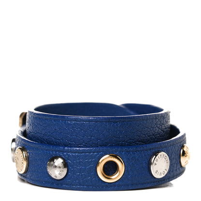 Louis Vuitton Goatskin Spike It Wrap Bracelet 17 Blue 6 of 9