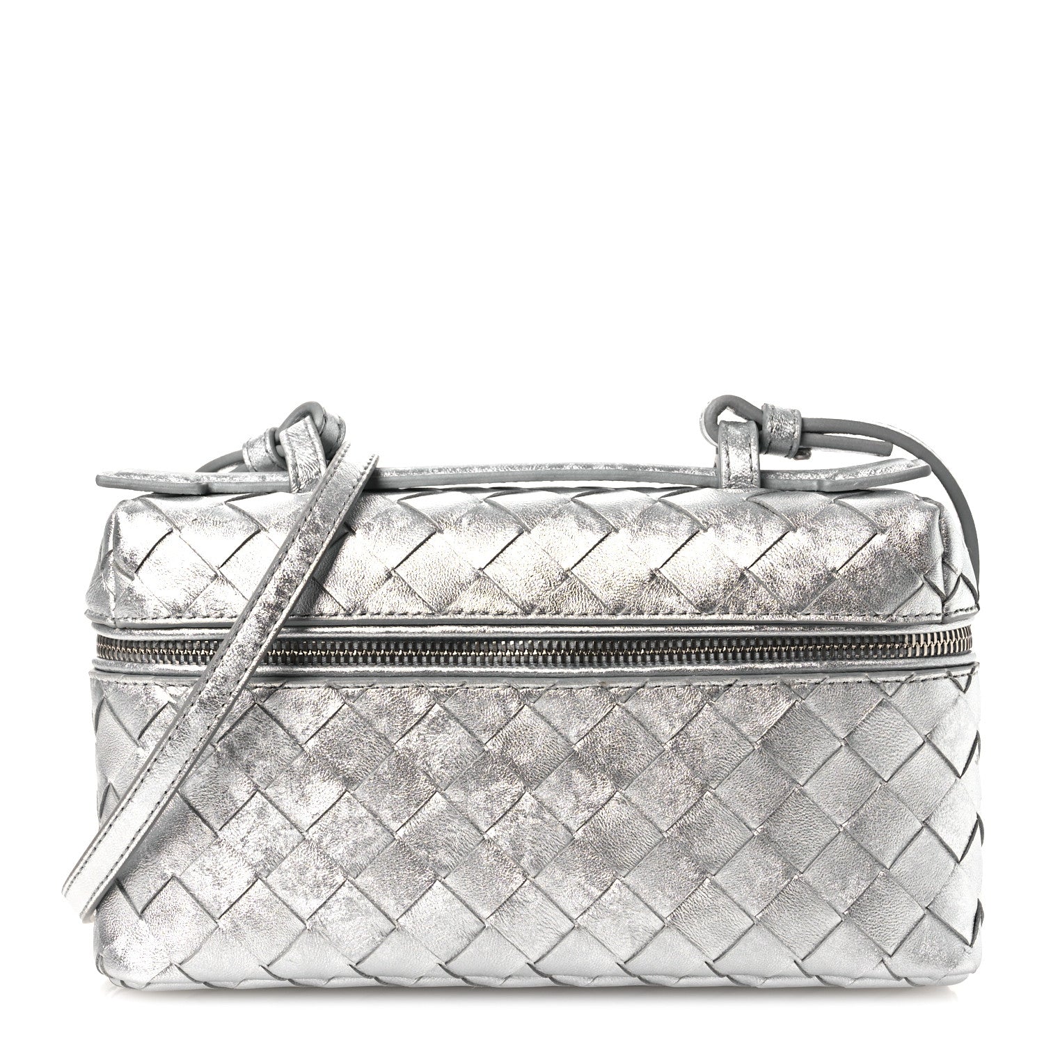 Bottega Veneta Laminated Nappa Intrecciato Bang Bang Vanity Case Silver 1 of 11