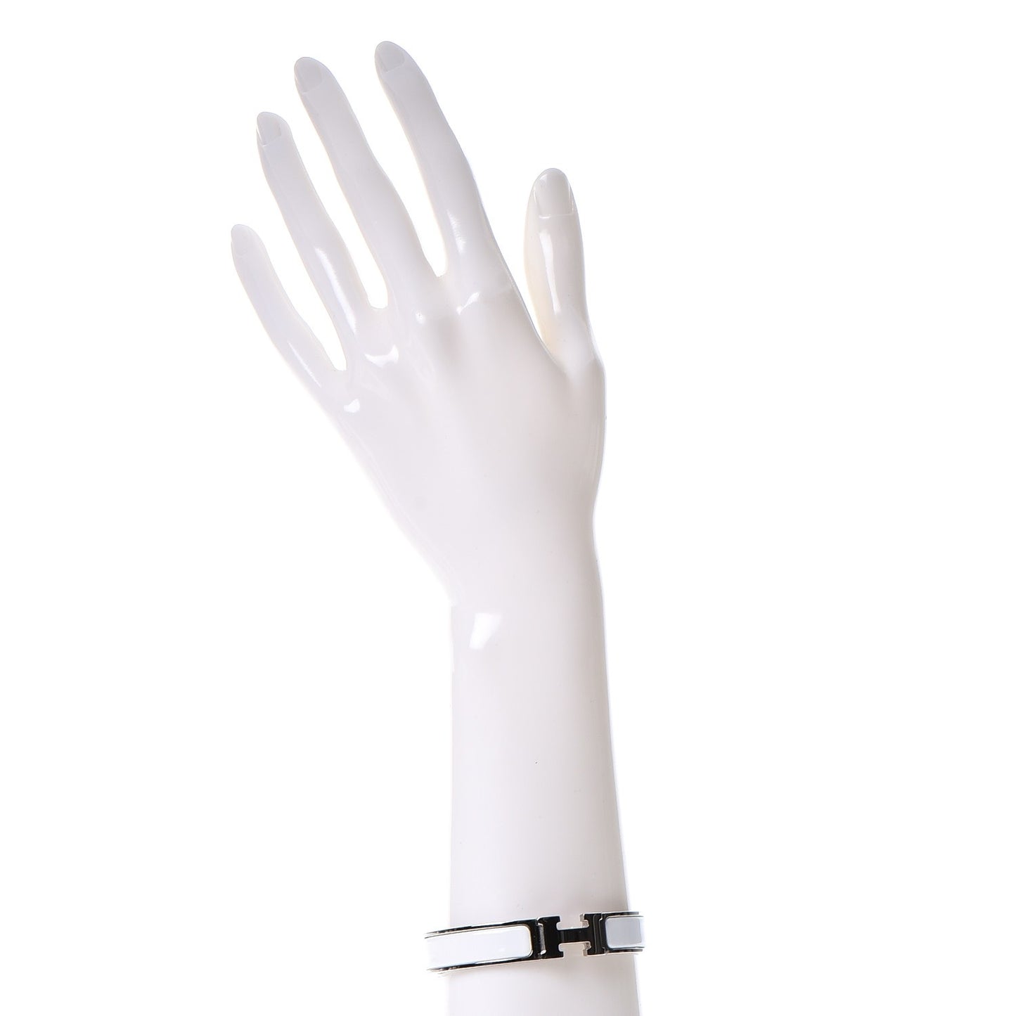 Enamel Narrow Clic Clac H Bracelet GM White