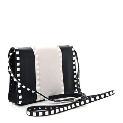 Valentino Garavani Vitello Colorblock Medium Free Rockstud Flip Lock Crossbody Bag Marine White 3 of 9