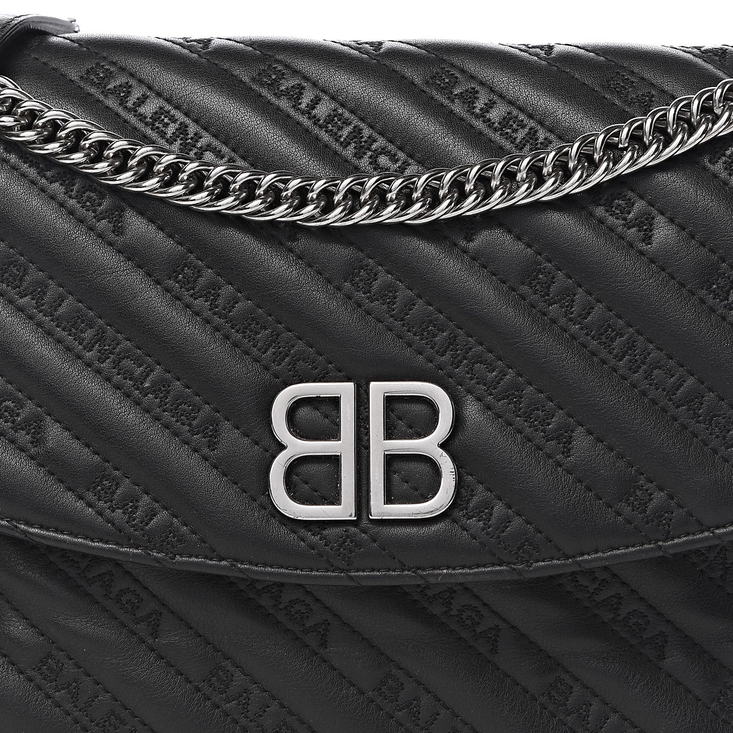 Balenciaga Calfskin Logo Matelasse M BB Chain Shoulder Bag Black 13 of 13