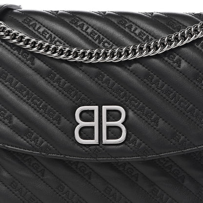 Balenciaga Calfskin Logo Matelasse M BB Chain Shoulder Bag Black 13 of 13