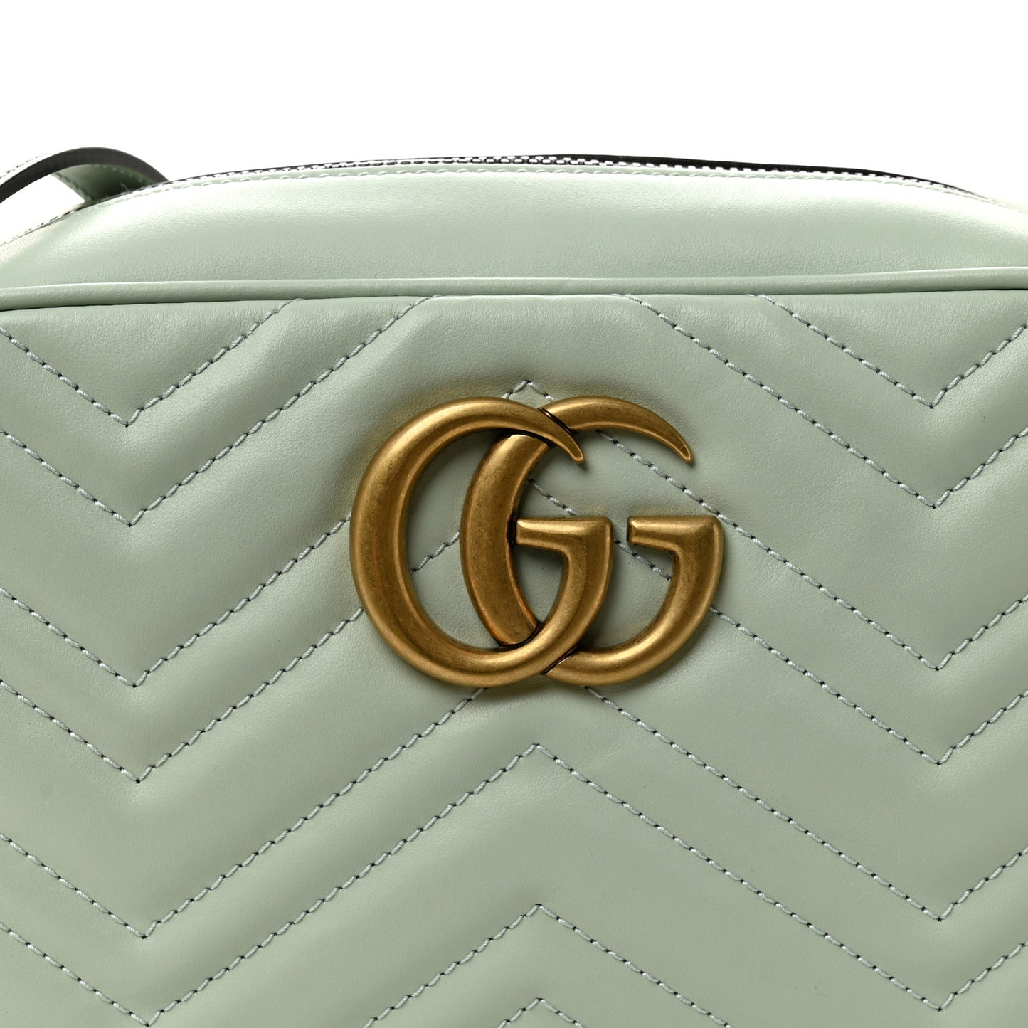 Calfskin Matelasse Small GG Marmont Chain Shoulder Bag Salvy Green