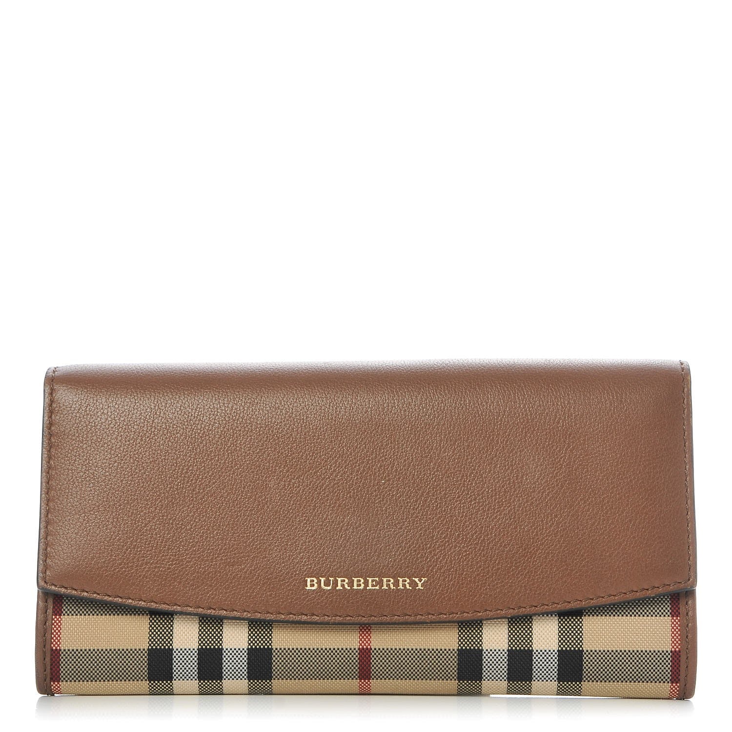 Burberry Calfskin Horseferry Check Porter Continental Wallet Tan 1 of 7