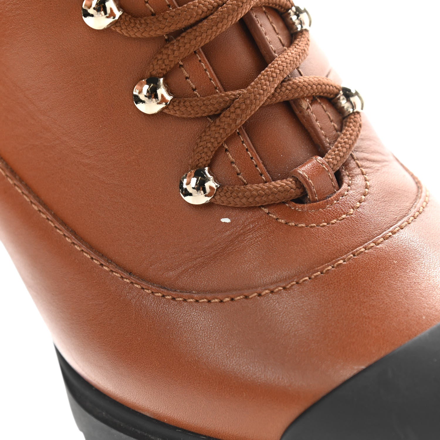 Valentino Garavani Calfskin Rockstud Cap Toe Combat Boots 38 Tan 24 of 26
