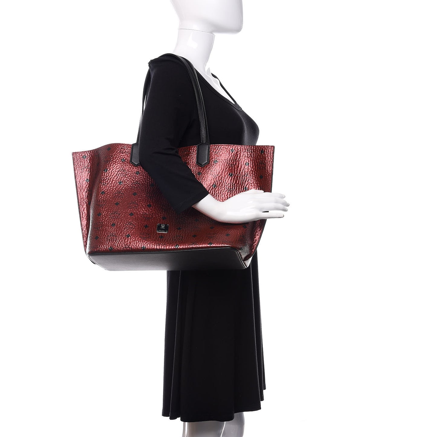 Metallic Visetos Shopper Tote Scooter Red