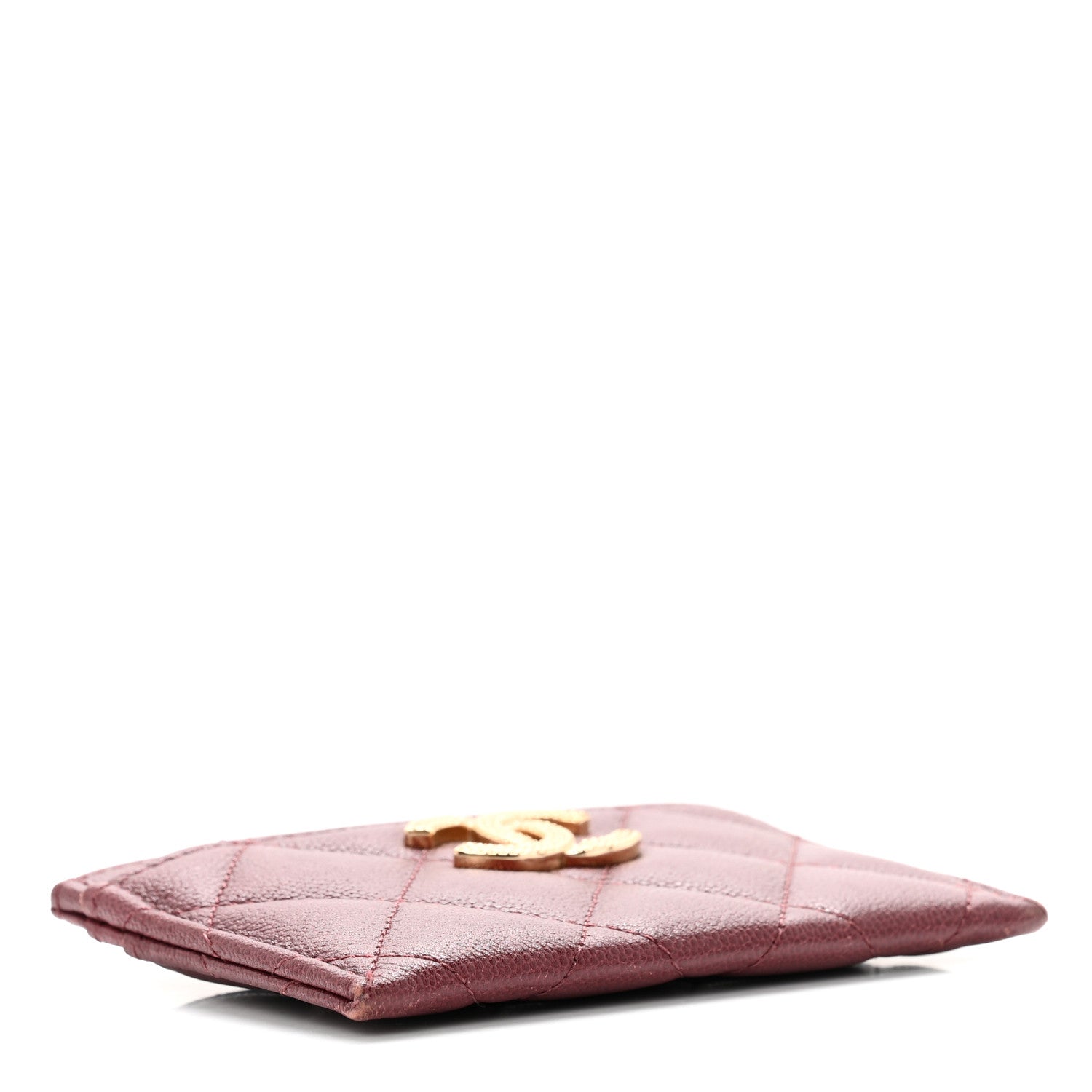 Chanel Caviar Quilted Studded CC Card Holder Burgundy 4 of 8