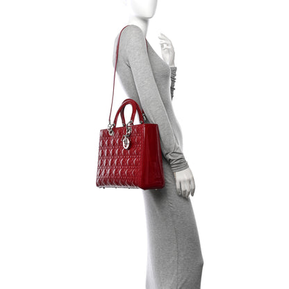Christian Dior Patent Cannage Large Lady Dior Red 2 of 10