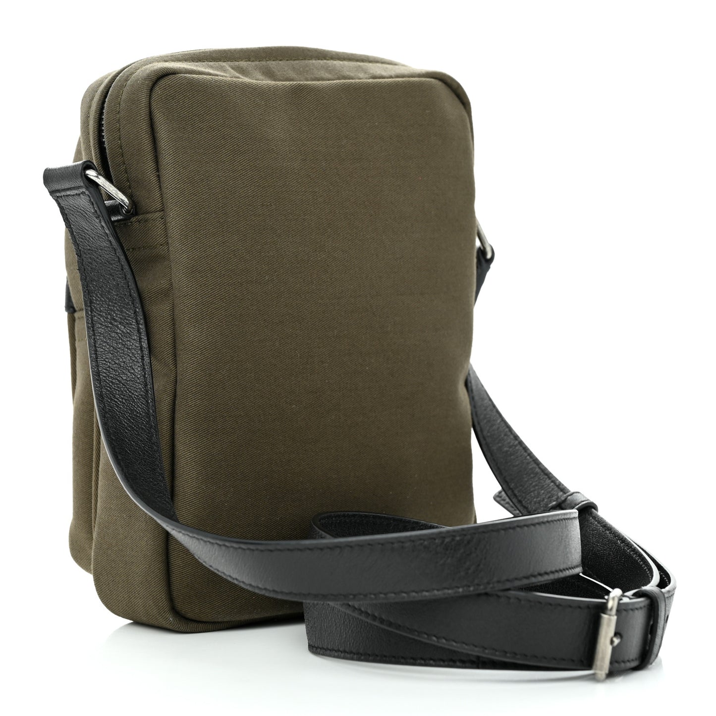 Canvas Calfskin Sid Messenger Bag Kaki Face Black