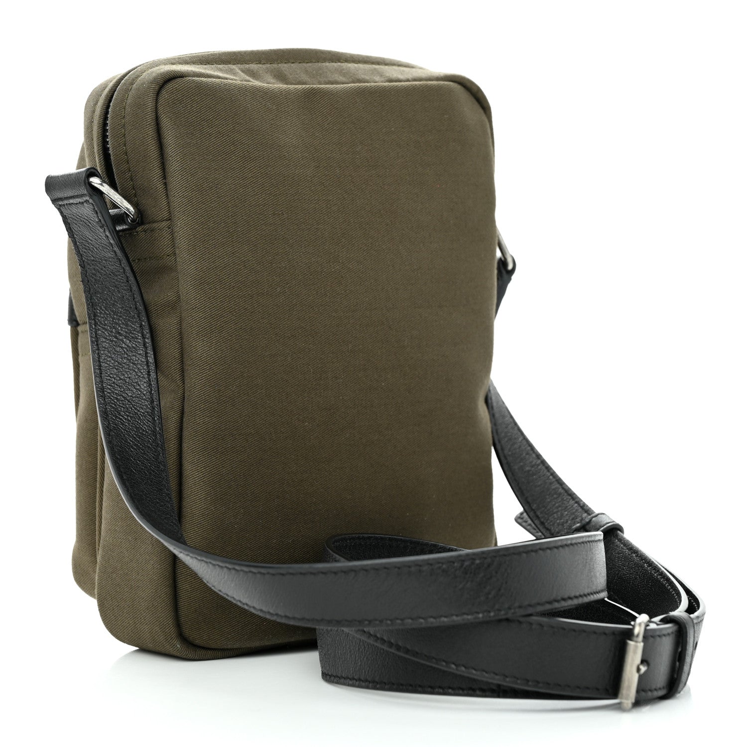 Saint Laurent Canvas Calfskin Sid Messenger Bag Kaki Face Black 3 of 13