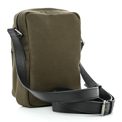Saint Laurent Canvas Calfskin Sid Messenger Bag Kaki Face Black 3 of 13