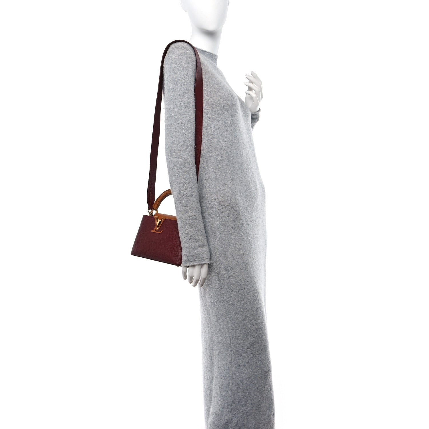 Louis Vuitton Taurillon Ostrich Mini Capucines Griotte Red Honey 2 of 12