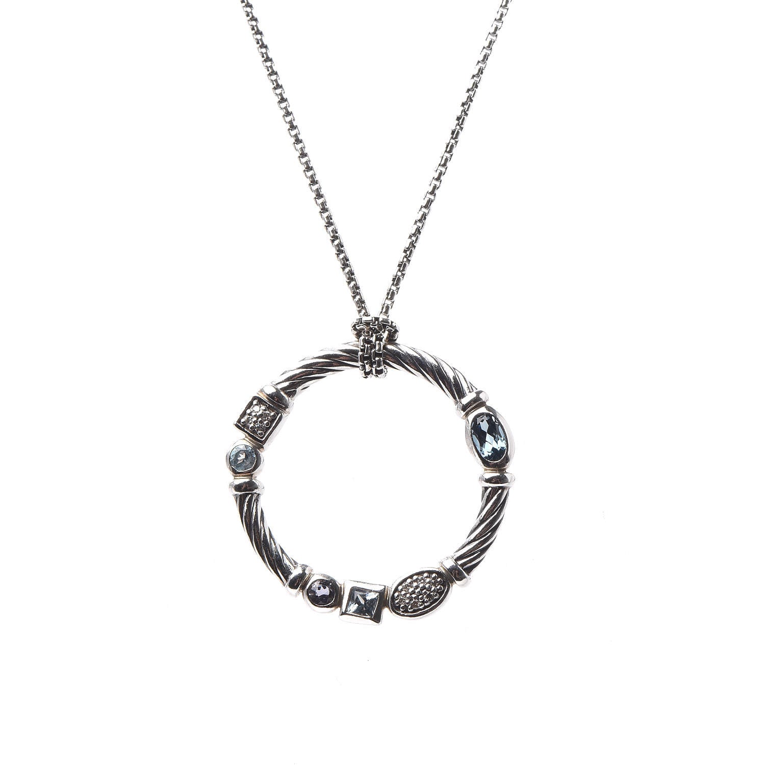 David Yurman Sterling Silver Diamond Blue Topaz Hampton Blue Topaz Iolite Confetti Pendant Necklace 4 of 7