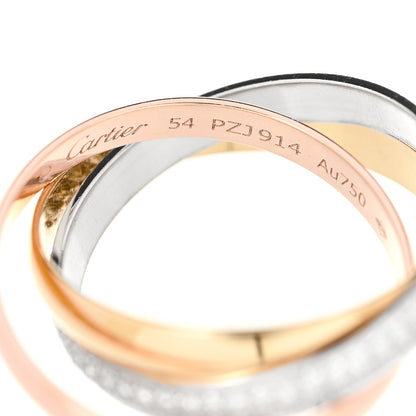Cartier 18K White Yellow Pink Gold Diamond Small Trinity Paved Ring 54 7 4 of 4