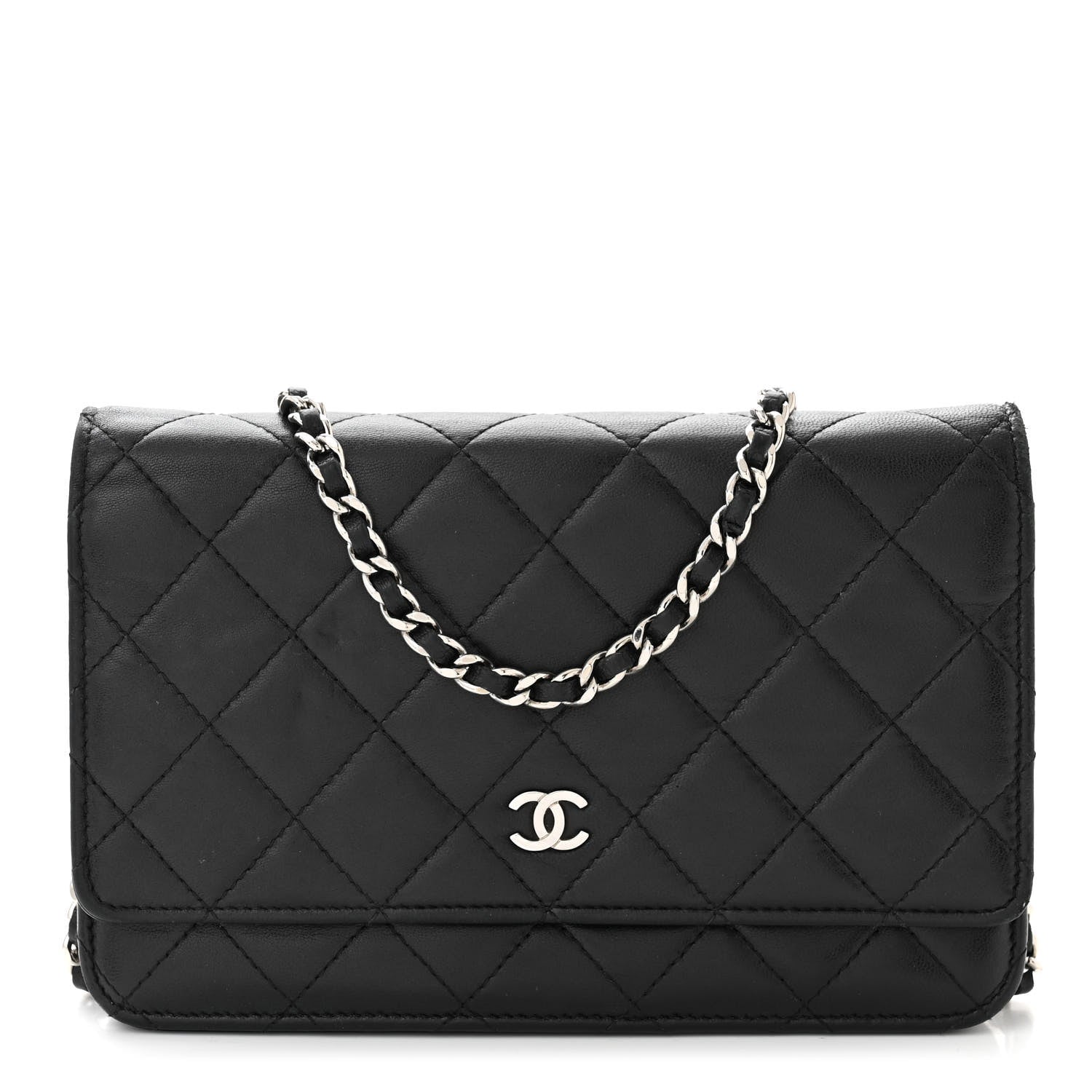 Chanel Lambskin Quilted Wallet On Chain WOC Black 1 of 11