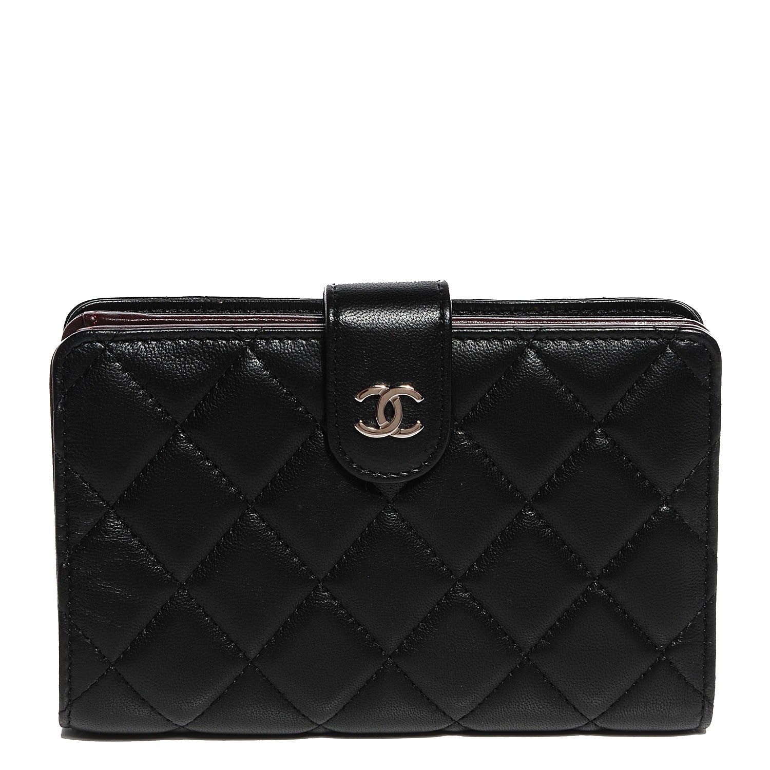 Chanel Lambskin Quilted Large Zip Pocket Wallet Black 1 of 10