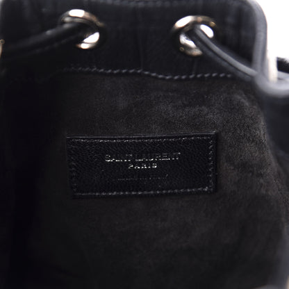 Saint Laurent Calfskin Crocodile Embossed Small Emmanuelle Bucket Bag Black 7 of 11